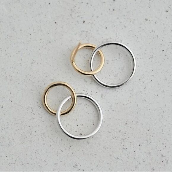 #50 New 925 Double Circle Earrings - Picture 3 of 9